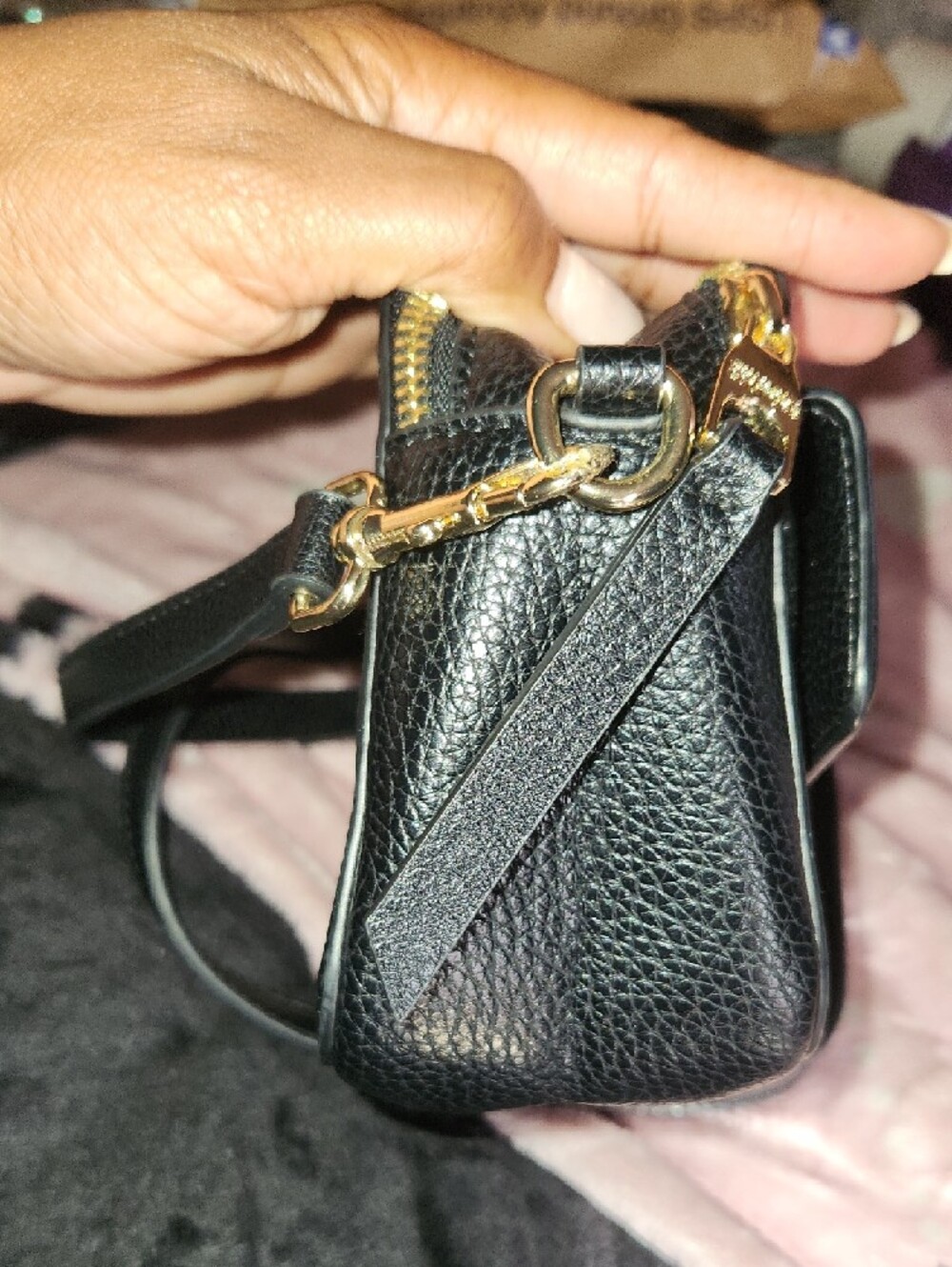 Versace Jeans Collection Black Leather Crossbody with Gold Crest - Picture 7 of 14